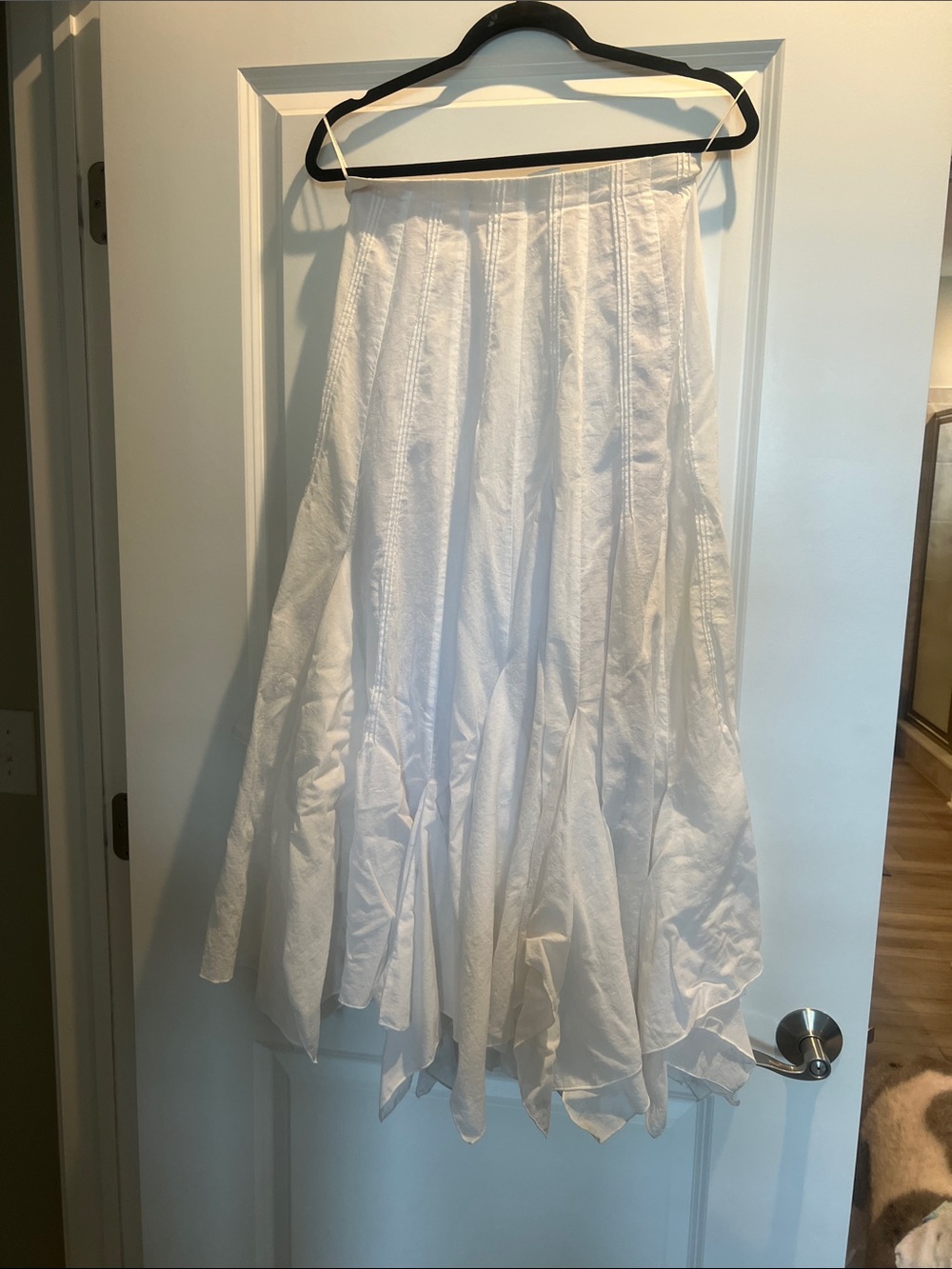 Animale White Asymmetrical Handkerchief Hem Skirt